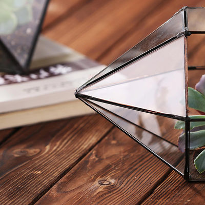 Rautenförmiger Klarglas-Vase, dauerhafte geometrische Terrarium-Glas-Vasen fournisseur