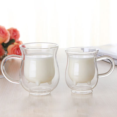 Nettes Kalb-doppel-wandige Glasschalen-Milch-Kuh-Nippel-Form nicht einfach zu defektem fournisseur