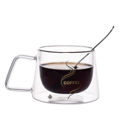 Handgemachte Glascappuccino-Schalen, Jenaer Glas-doppelwandige Gläser mit Griffen fournisseur