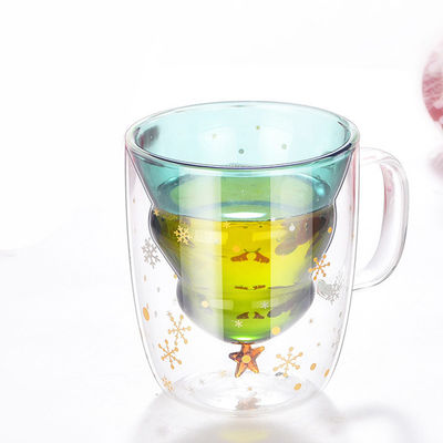 Glasschale des Weihnachtswunsch-Baum-250ml, Isolierglaskaffeetassen mit Deckel fournisseur