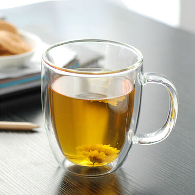 Hohes Borosilicat-doppel-wandige Glastrommel, transparente Tee-Schale mit Bambusdeckel fournisseur