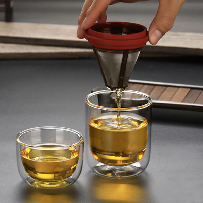 Tragbare Reise-Glaskaffeetasse klein alle ein in den Kaffeemaschine-Tee-Sätzen fournisseur