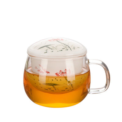 Borosilicat-Glas-Tee Infuser-Schale mit der Keramikfilter-/des Deckel-280ml Kapazität fournisseur
