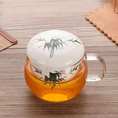 Borosilicat-Glas-Tee Infuser-Schale mit der Keramikfilter-/des Deckel-280ml Kapazität fournisseur