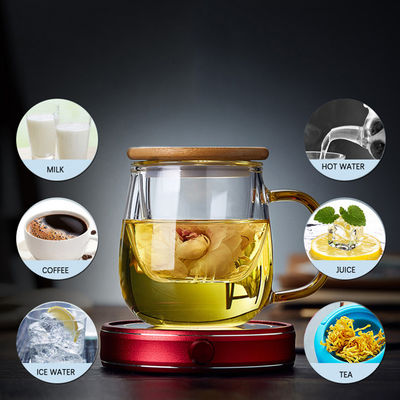 Bambusabdeckungs-Klarglas-Tee-Schale mit Infuser, mundgeblasener Büro-Tee-Hersteller fournisseur