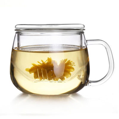 Borosilicat-Glas Infuser-Becher, drei Stück-Tee-Schale mit Filter und Deckel fournisseur