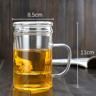 Transparente handgemachte Tee-Sieb-Schale, Kaffee 400ml/Tee-Schale mit Filter fournisseur