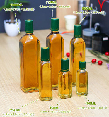 Glasflasche des olivenöl-250ml/500ml/750ml mit Farbe des Staubkappe-freien Raumes fournisseur