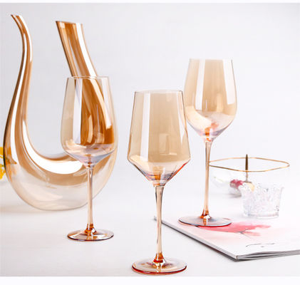 Klarer Kristallwein-Glas-Mund durchgebrannte galvanisierte bernsteinfarbige Sektkelche fournisseur