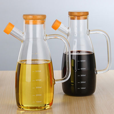 Klare Glasflasche des olivenöl-650ml mit Bambusdeckel fournisseur