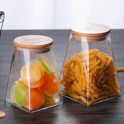 Bambusdeckel-Nahrungsmittelkanister-Küchen-luftdichtes Glasgefäß fournisseur