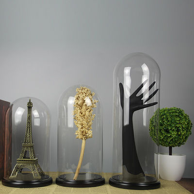 Mundgeblasenes D10xH16cm Holz-niedrige Glasglasglocke der Dekorations- fournisseur