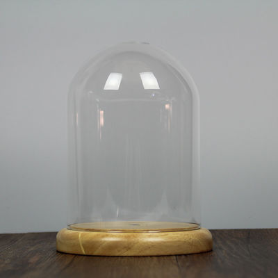 Borosilicat-Klarglas-Hauben-Glasglocke der Eichen-Basis-D20 X H23cm fournisseur