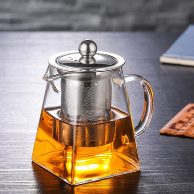 Handgemachte hohe Borosilice-Klarglas-Teekanne mit Edelstahl Infuser fournisseur
