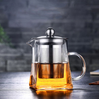 Handgemachte hohe Borosilice-Klarglas-Teekanne mit Edelstahl Infuser fournisseur