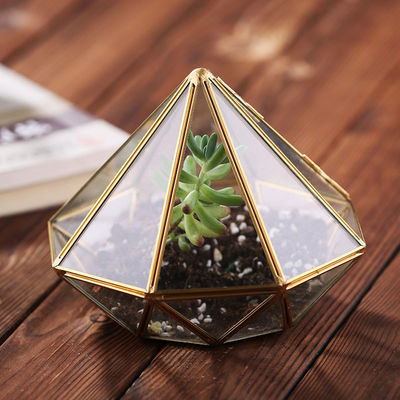 Kupferne Pyramide Glas-Terrarium-Tischplatten-Vase Homeware hängender für Dekoration fournisseur