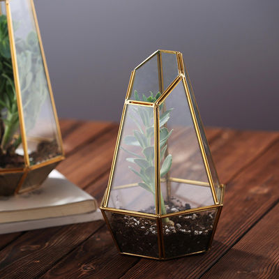Kundenspezifische große Kristallvasen, klares Goldgeometrisches Vasen-Metall + Glasmaterial fournisseur