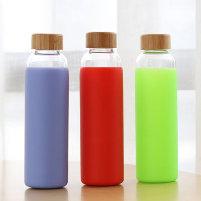 tragbarer Glasflaschen-Bambusdeckel-geruchsfreie Hitzebeständigkeit des wasser-500ml fournisseur