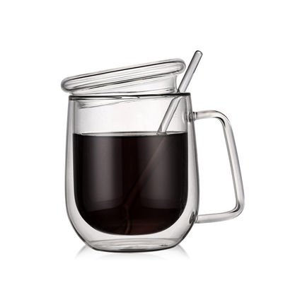Hohes Borosilicat-doppel-wandige Glasschale für trinkenden Kaffee Eco freundlich fournisseur