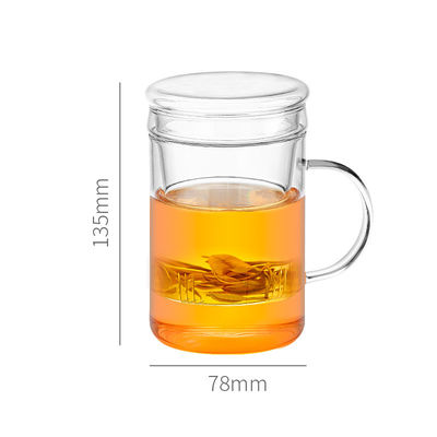 Glastee 14oz/420ml Infuser-Schale mit Deckel-dauerhaftem ungeheftet-Tee-Becher fournisseur