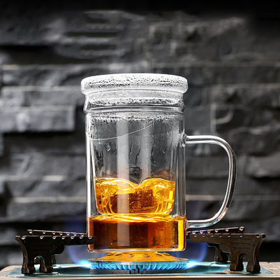 Transparente handgemachte Tee-Sieb-Schale, Kaffee 400ml/Tee-Schale mit Filter fournisseur