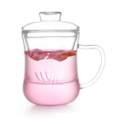 Hitzebeständige Glastee Infuser-Schalen-filternde stärkere Blumen-Tee-Schale mit Griff fournisseur