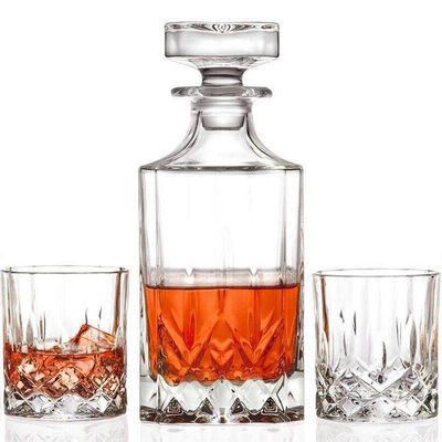 Bleifreies klares Rotwein-Dekantiergefäß, einzigartiger geformter Whisky-Alkohol-Glas-Satz fournisseur
