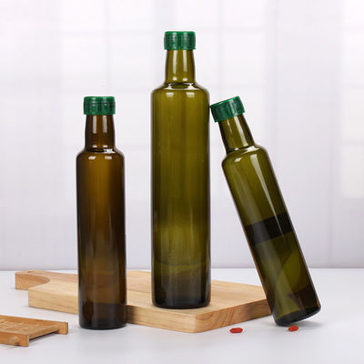 Quadratische dunkelgrüne Braunglas-Olivenöl-Flasche für verpackendes Speiseöl fournisseur