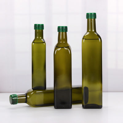Leere quadratische dunkelgrüne Glasflasche, freundliches Glasolivenöl-Fläschchen Eco fournisseur