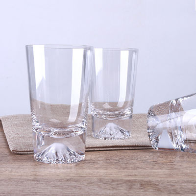 Transparentes mundgeblasenes Felsen-Glas, regelmäßige Form-Schnee-Fuji-Gebirgsschale fournisseur