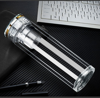Doppel-wandige starke Glaswasser-Flasche mit Kristalldeckel BPA geben freundliches Eco frei fournisseur