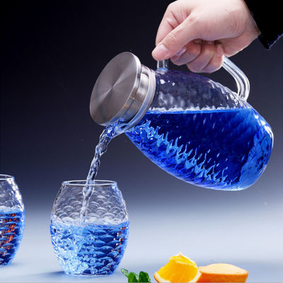 Hoher Borosilicat-Glas-Pitcher, tropfen freie große Kapazitäts-Glaswasser-Karaffe fournisseur