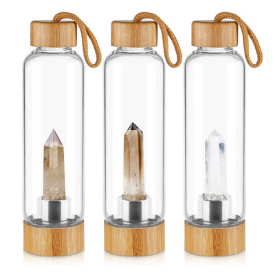 Quarz Crystal Water Infuser Bottle 18oz 550ml mit Bambusdeckel fournisseur