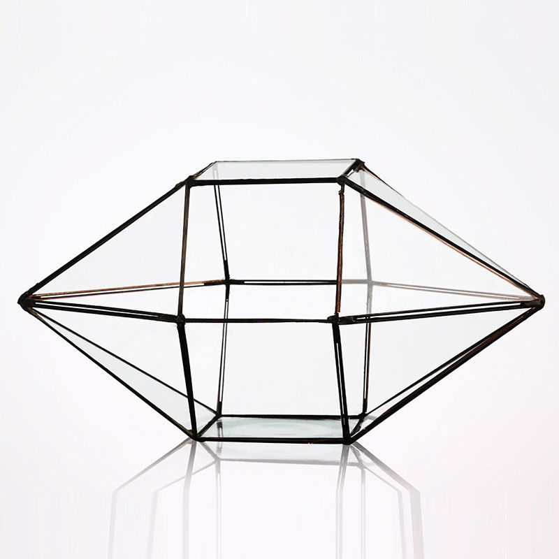 Rautenförmiger Klarglas-Vase, dauerhafte geometrische Terrarium-Glas-Vasen fournisseur