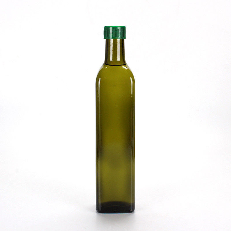 Leere quadratische dunkelgrüne Glasflasche, freundliches Glasolivenöl-Fläschchen Eco fournisseur