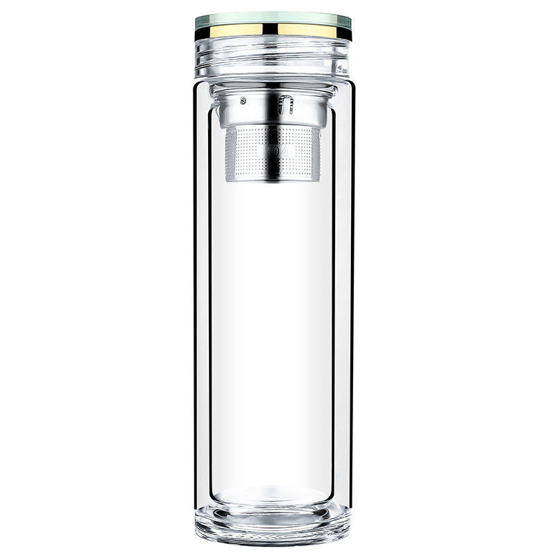 Doppel-wandige starke Glaswasser-Flasche mit Kristalldeckel BPA geben freundliches Eco frei fournisseur